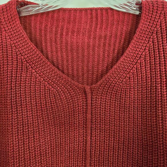 Koinshha Sweater Dress Women's M Long Sleeve V-Neck Pullover Knit Red Wine NWOT - Picture 2 of 6